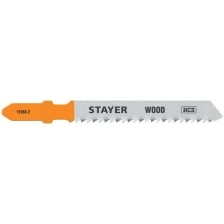 STAYER T119B, полотна для эл/лобзика, HCS, по дереву, фанере, ДСП, Т-хвостовик, шаг 2мм, 50мм, 2шт, STAYER Professional