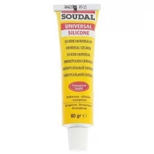 Герметик Soudal, силиконовый, универсальный, бесцветный, 60 гр