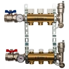 Коллекторный блок без расходометров Stout латунь 1 на 3/4 дюйма 3 (SMB 0468 000003)