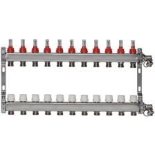 ColSys Р804R, 11 выходов. Коллекторная группа из нержавеющей стали с расходомерами, термостатическими и дренажными клапанами