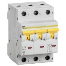 Выключатель автоматический модульный 3п C 20А 6кА ВА47-60M IEK MVA31-3-020-C (1 шт.)