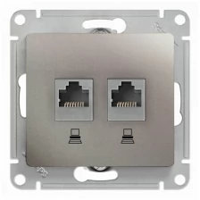 Розетка двойная компьютерная RJ45+RJ45 GLOSSA Schneider Electric, платина GSL001285KK