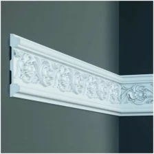 Молдинг с орнаментом Fabello Decor CR 632, плинтус потолочный белый грунтованный, профиль декоративный белый, 20*110*2000 мм