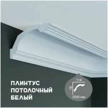 Карниз с гладким профилем Fabello Decor P 232 ,плинтус потолочный белый грунтованный, 78*114*2000 мм