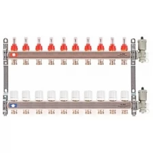 Коллекторная группа с расходомером Uni-Fitt 1"х3/4", нержавейка, 11 выходов (автовоздух)